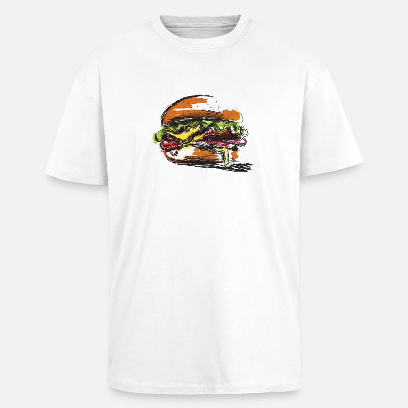 Affiche sandwich farci au hamburger - T-shirt unisexe oversize épais - blanc