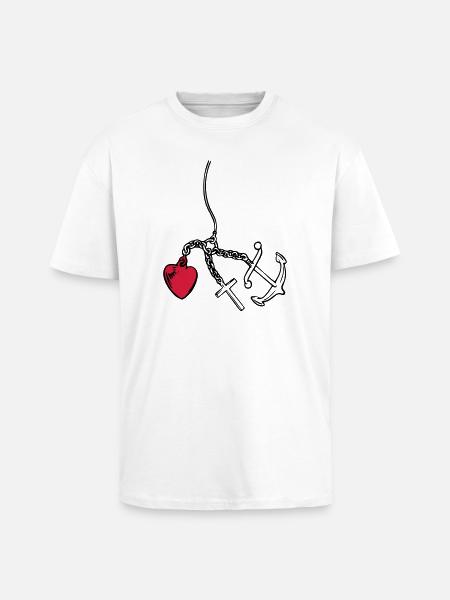 faith, love, hope heart - Unisex Oversized Heavyweight T-shirt - white