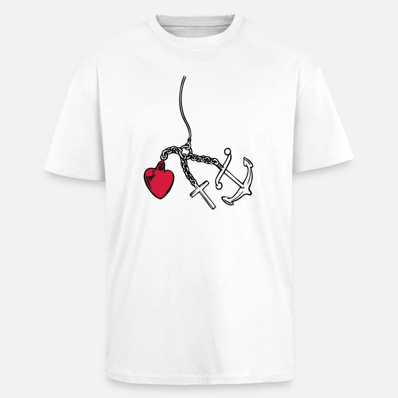 glaube liebe hoffnung herz - Oversized Heavyweight Unisex T-Shirt - Weiß