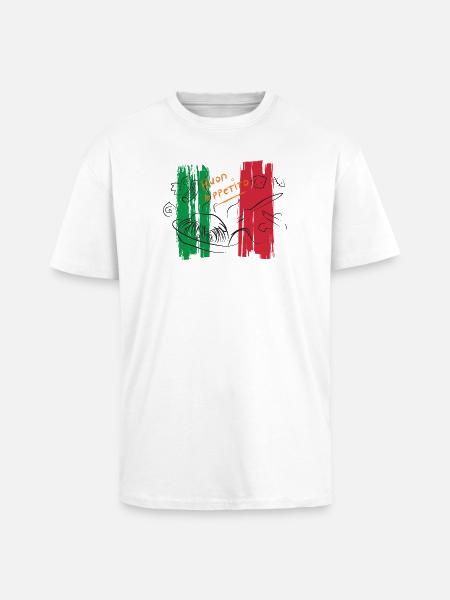 Buon Appetito tricolore italiensk mad pasta - Unisex oversized heavyweight t-shirt - hvid