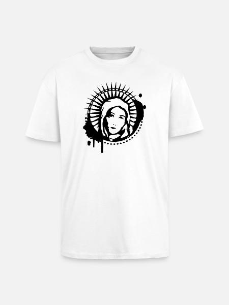 Maria Portrait Graffiti Schablone - Oversized Heavyweight Unisex T-Shirt - Weiß