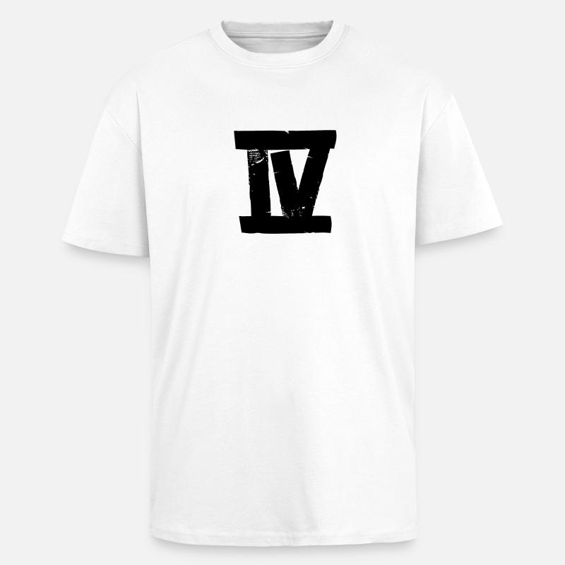 IV - 4 bandes - T-shirt unisexe oversize épais - blanc