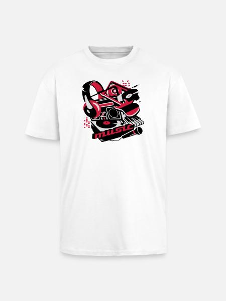 Musique - T-shirt unisexe oversize épais - blanc