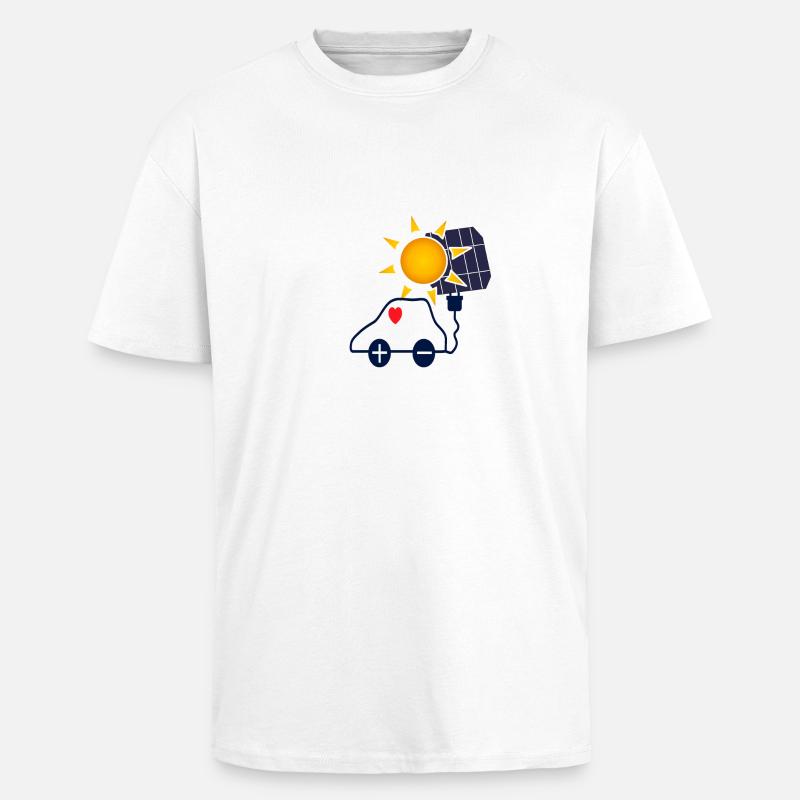 Solar Power Car with Solar Panel - Unisex Oversized Heavyweight T-shirt - white