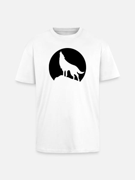 Wolf - Mond - Oversized Heavyweight Unisex T-Shirt - Weiß