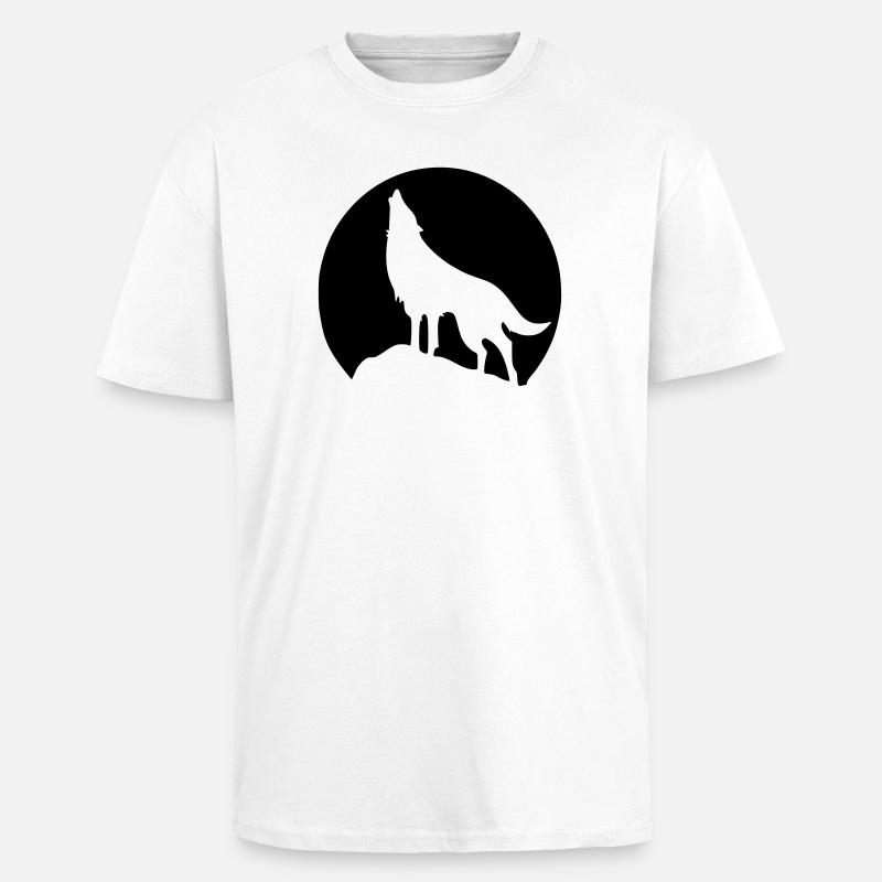 Wolf - Mond - Oversized Heavyweight Unisex T-Shirt - Weiß