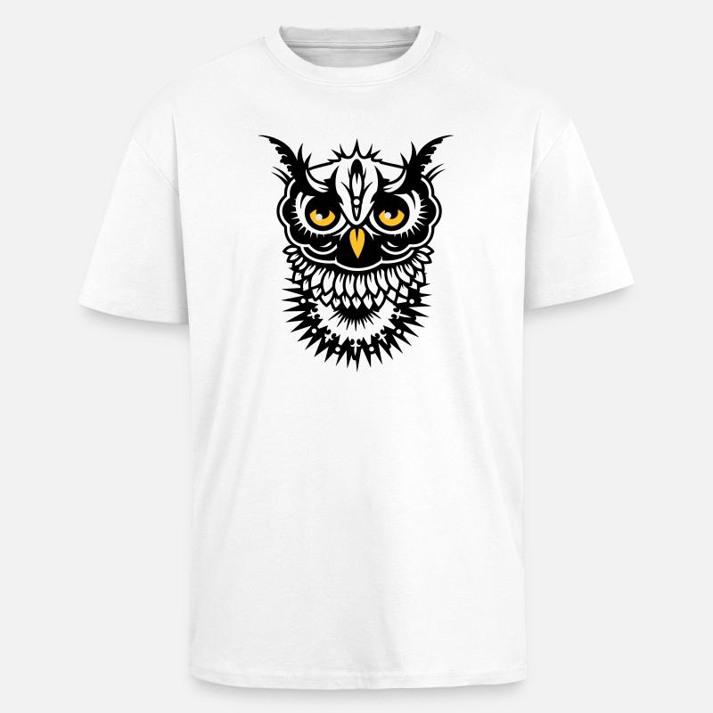 Gesicht einer Eule - Oversized Heavyweight Unisex T-Shirt - Weiß