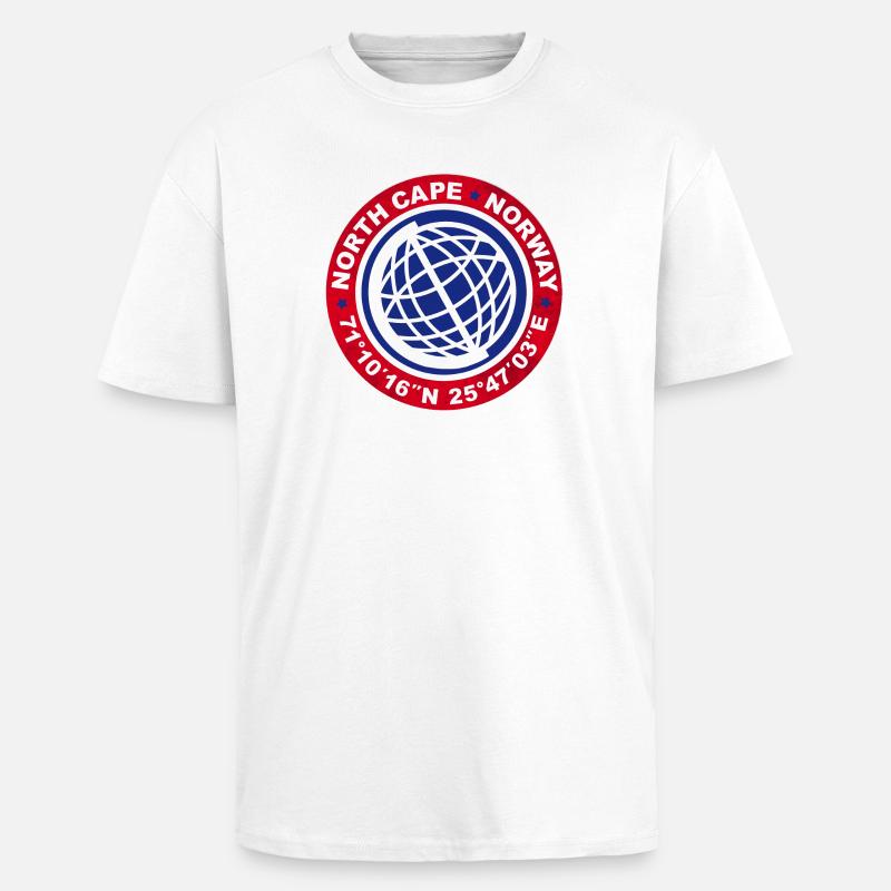 NORTH CAPE NORVÈGE - T-shirt unisexe oversize épais - blanc