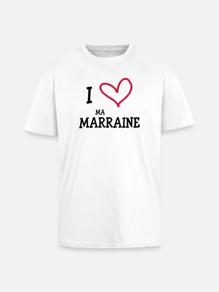 I Love ma Marraine - T-shirt unisexe oversize épais - blanc