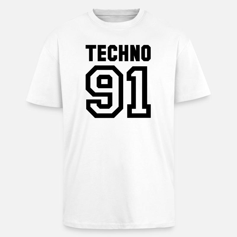 TECHNO Rave Techno 90s 90s - T-shirt unisexe oversize épais - blanc