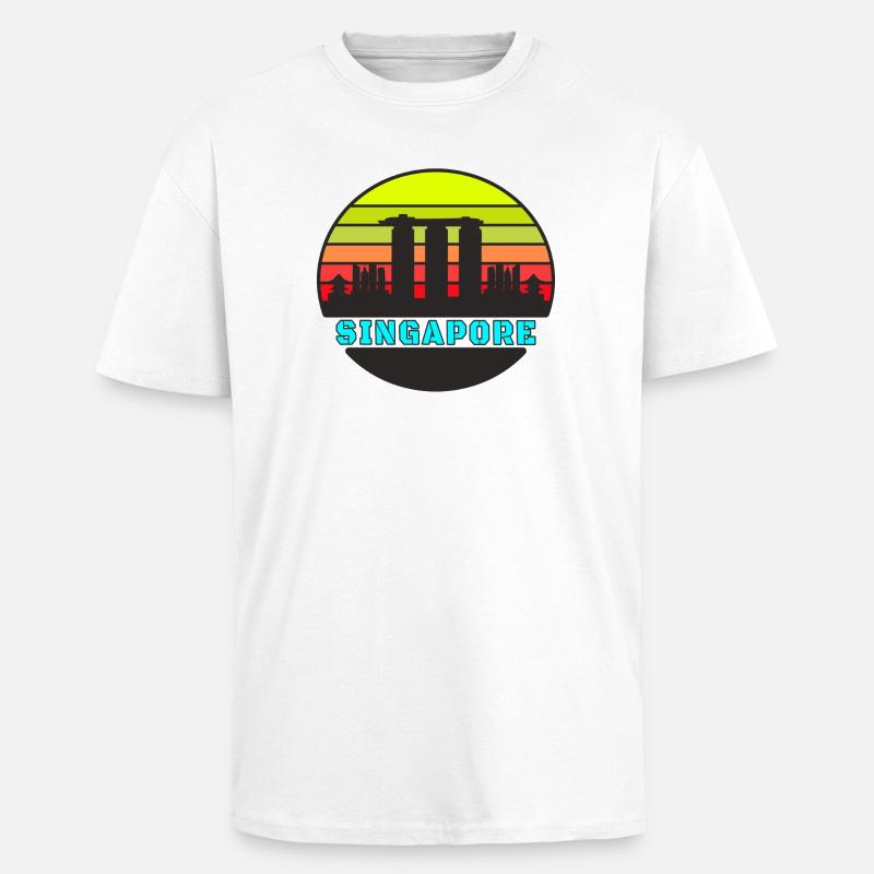 Singapur Skyline / Geschenk Singapore - Oversized Heavyweight Unisex T-Shirt - Weiß