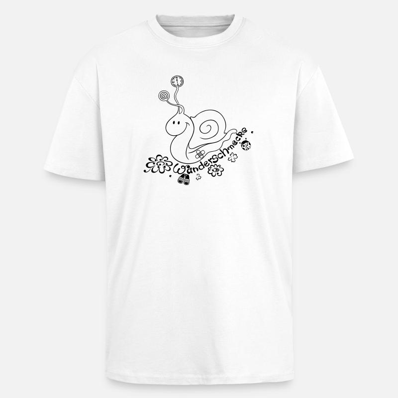 Snail with compass, binoculars, ladybird - Unisex Oversized Heavyweight T-shirt - white