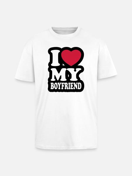 I love my boyfriend - Unisex Oversized Heavyweight T-shirt - white