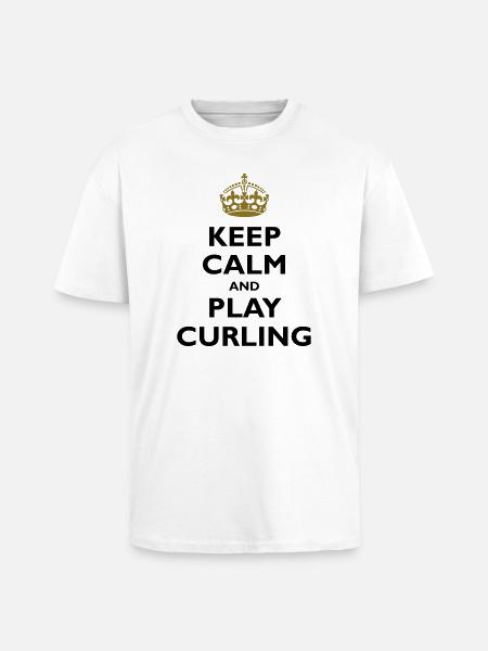 Keep calm and play curling - Unisex Oversized Heavyweight T-shirt - white