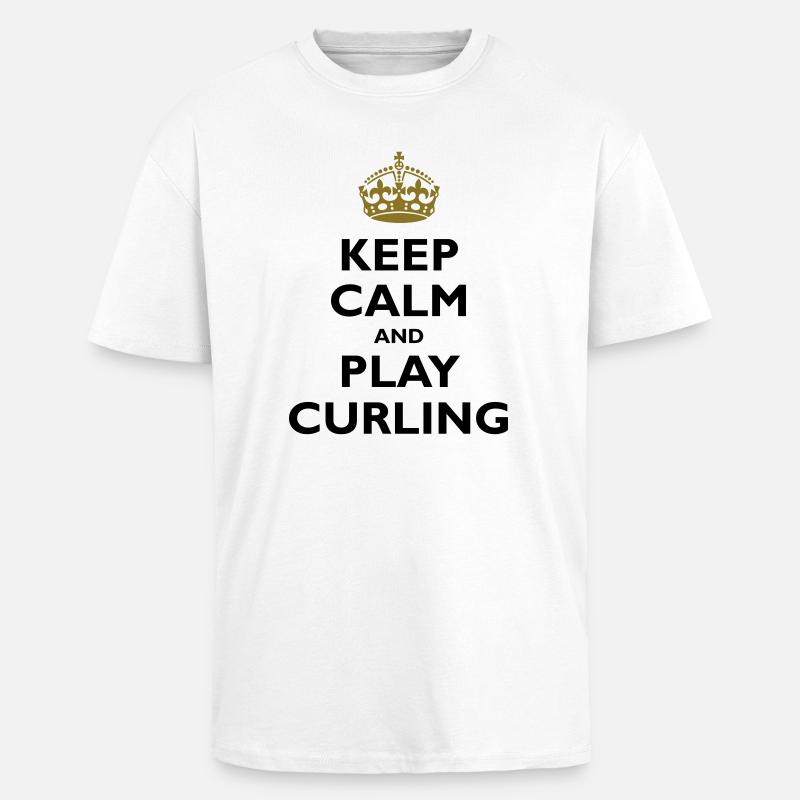 Keep calm and play curling - Oversized Heavyweight Unisex T-Shirt - Weiß