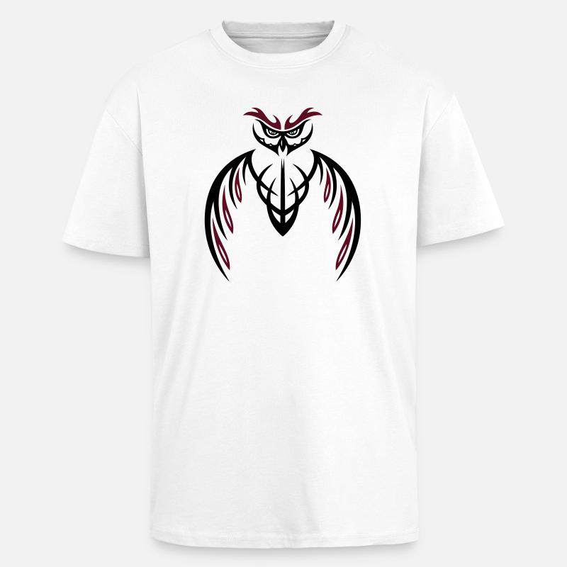 Tribal Eule, tattoo owl - Oversized Heavyweight Unisex T-Shirt - Weiß