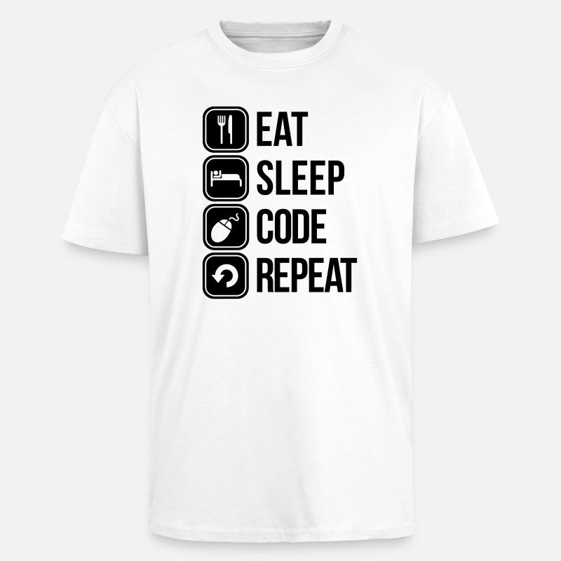eat sleep code - Oversized Heavyweight Unisex T-Shirt - Weiß