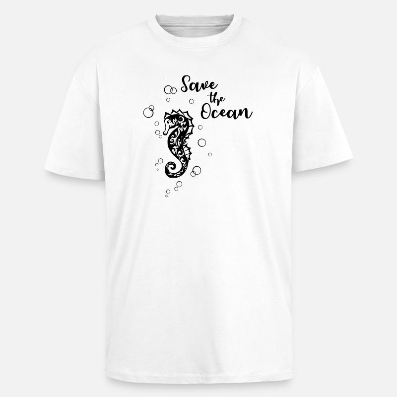 Save the Ocean - Seepferd - Oversized Heavyweight Unisex T-Shirt - Weiß