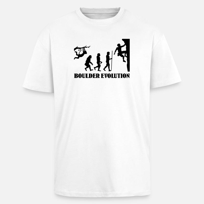 Boulder Evolution Climbing Mountaineering Boulderer - Unisex Oversized Heavyweight T-shirt - white