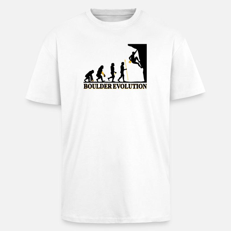 Boulder Evolution climbing mountaineering spell - Unisex Oversized Heavyweight T-shirt - white