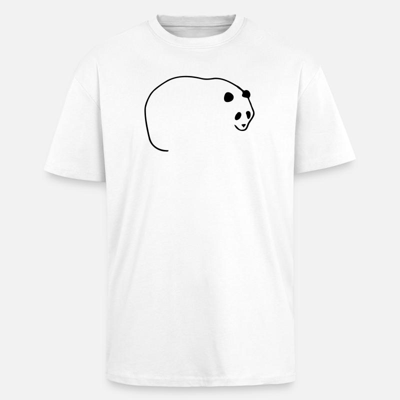 Linien Panda - Oversized Heavyweight Unisex T-Shirt - Weiß