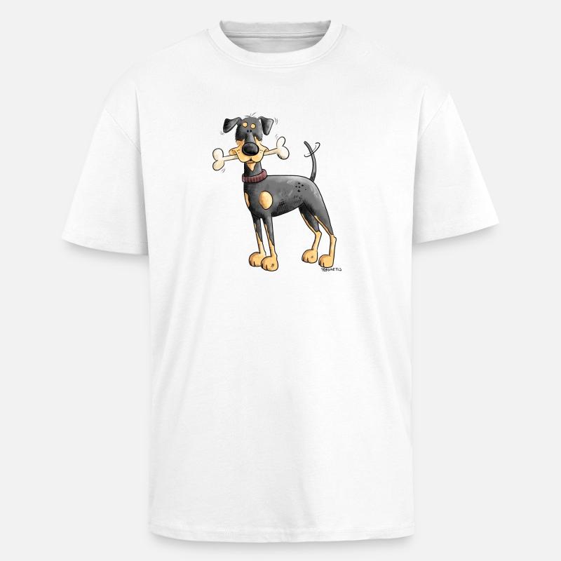 Dobermann Oder Pinscher mit Knochen - Oversized Heavyweight Unisex T-Shirt - Weiß