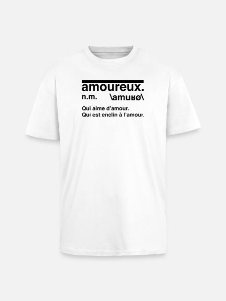 Définition amoureux style dictionnaire - T-shirt unisexe oversize épais - blanc
