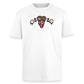 drôle singe lalala symbole illustration langue - T-shirt unisexe oversize épais - blanc - Devant - Alina (178cm) & Michal (187cm)