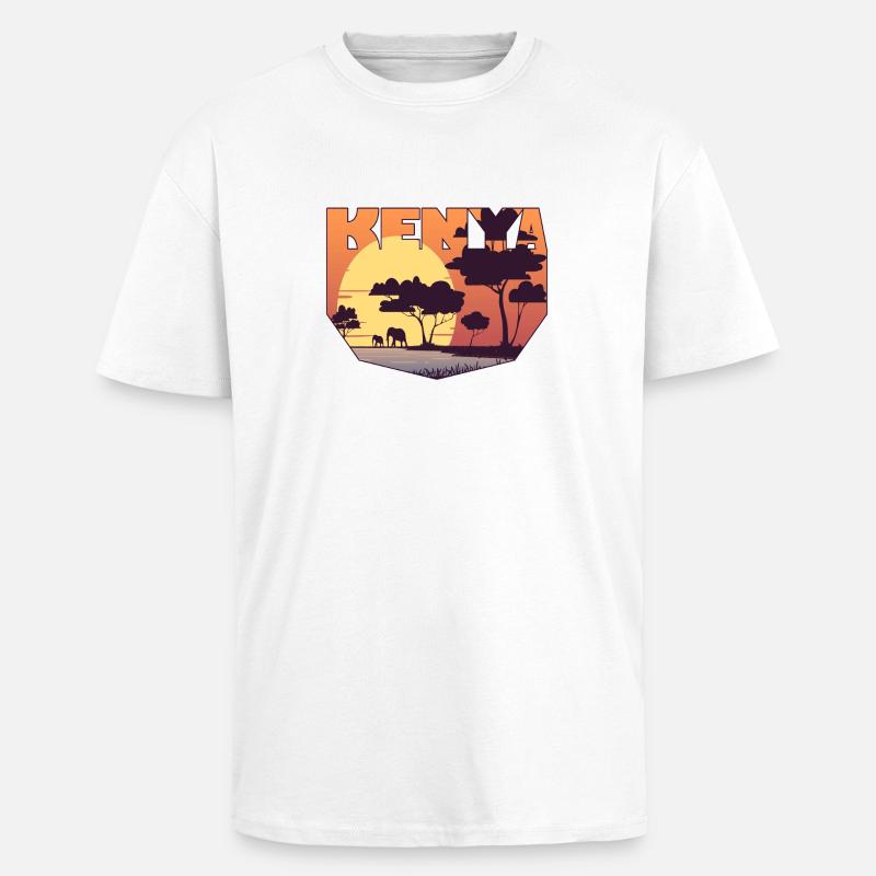 Kenia Design mit Landschaft / Geschenk - Oversized Heavyweight Unisex T-Shirt - Weiß