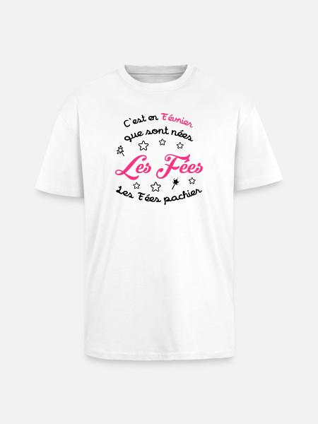 fille / fée / princesse / bébé - T-shirt unisexe oversize épais - blanc