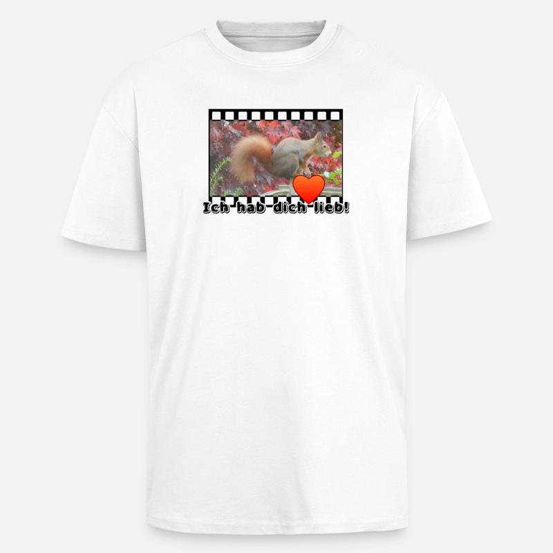 Liebe Paar Eichhoernchen Tier Spruch - Oversized Heavyweight Unisex T-Shirt - Weiß