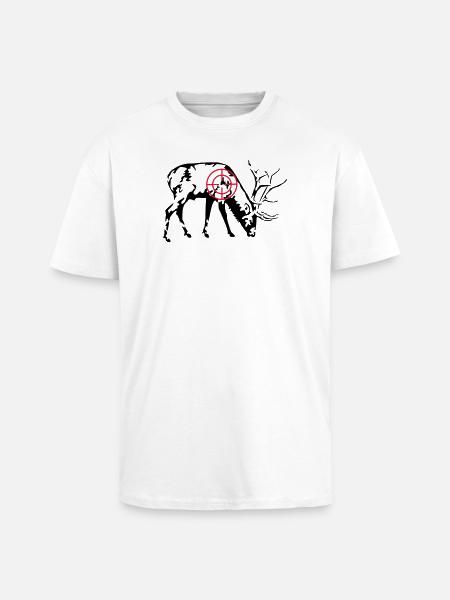 Cerf broutant - T-shirt unisexe oversize épais - blanc
