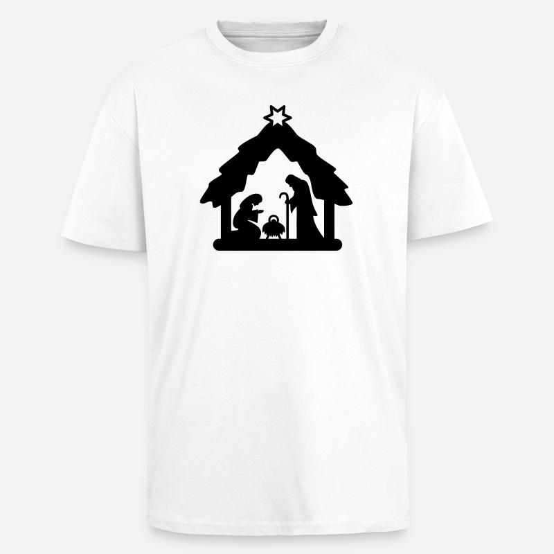 Weihnachtskrippe, Krippenfiguren, heilige Familie - Oversized Heavyweight Unisex T-Shirt - Weiß