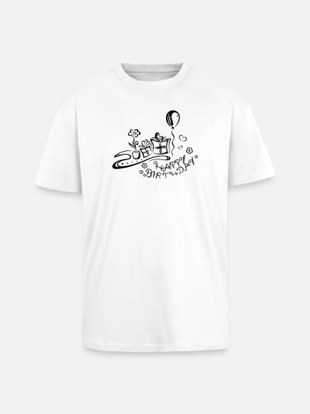 Happy Birthday motif, Congratulations - Unisex Oversized Heavyweight T-shirt - white