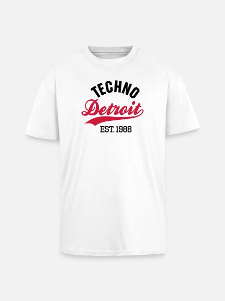Techno Detroit est.1988 - Unisex Oversized Heavyweight T-shirt - white