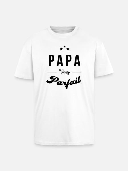 Papa - Fête des Pères - Anniversaire - Bébé - T-shirt unisexe oversize épais - blanc