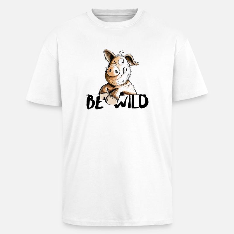 Be Wild Eber - Schwein - Keiler - Oversized Heavyweight Unisex T-Shirt - Weiß