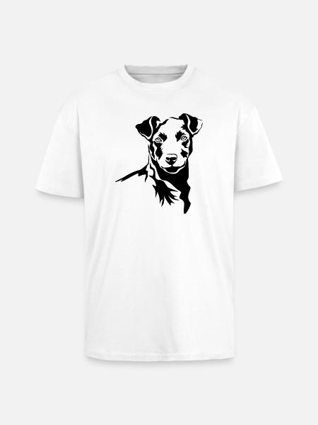 Patterdale Terrier head - Unisex Oversized Heavyweight T-shirt - white
