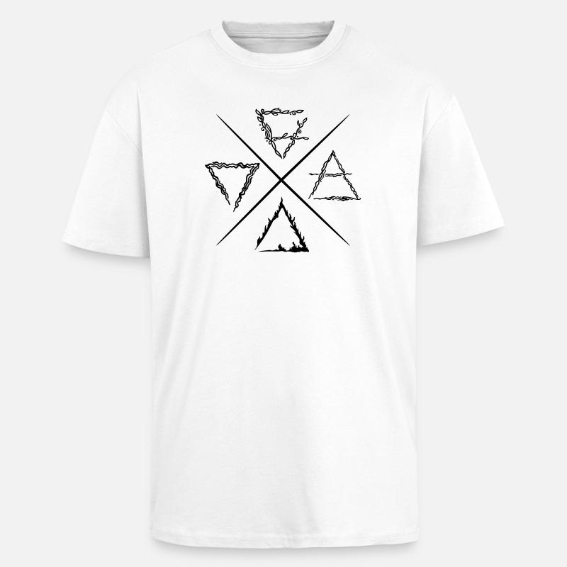 Vier Elemente Symbole - Oversized Heavyweight Unisex T-Shirt - Weiß