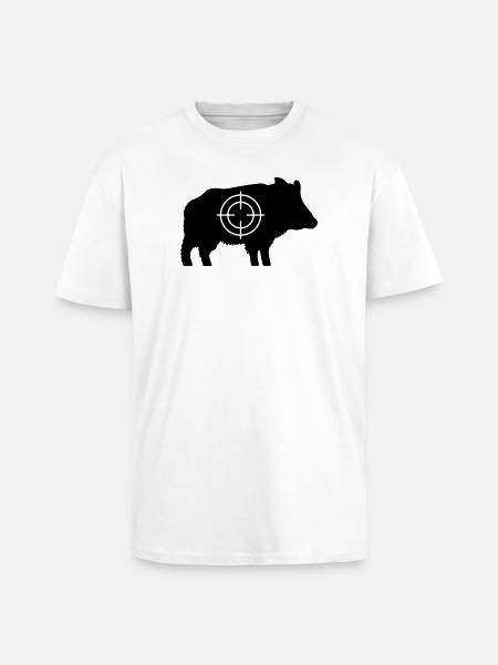 Wildschwein mit Fadenkreuz - Oversized Heavyweight Unisex T-Shirt - Weiß