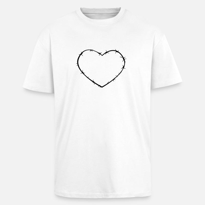 Stacheldraht-Herz - Oversized Heavyweight Unisex T-Shirt - Weiß