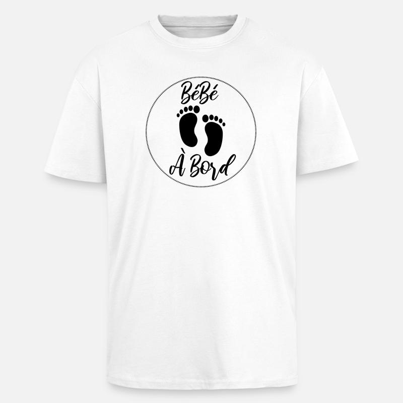 Bébé à bord grossesse - T-shirt unisexe oversize épais - blanc
