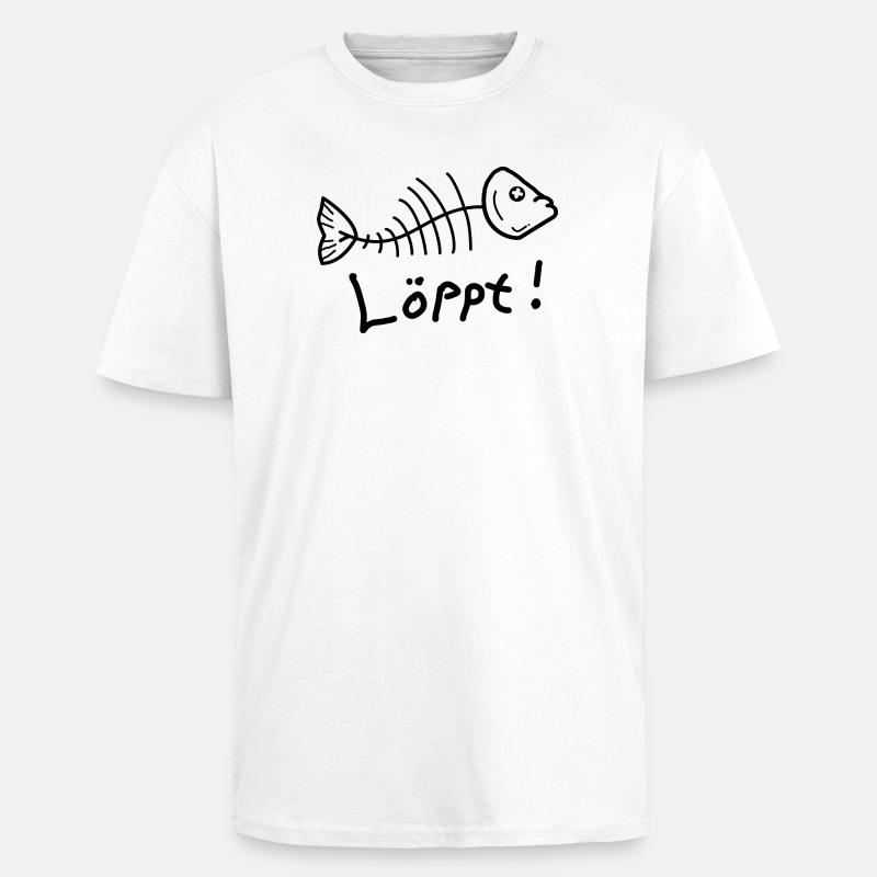 Fischgräte Löppt Läuft Plattdeutsch - Oversized Heavyweight Unisex T-Shirt - Weiß