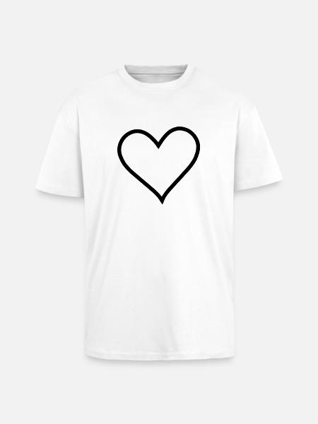Corazón Símbolo Negro Corazones Oscuros Forma Mala - Camiseta unisex oversize de tejido grueso - blanco