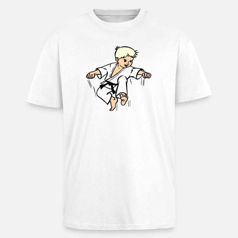Karatekind oder Judokind mit schwarzem Gürtel - Oversized Heavyweight Unisex T-Shirt - Weiß