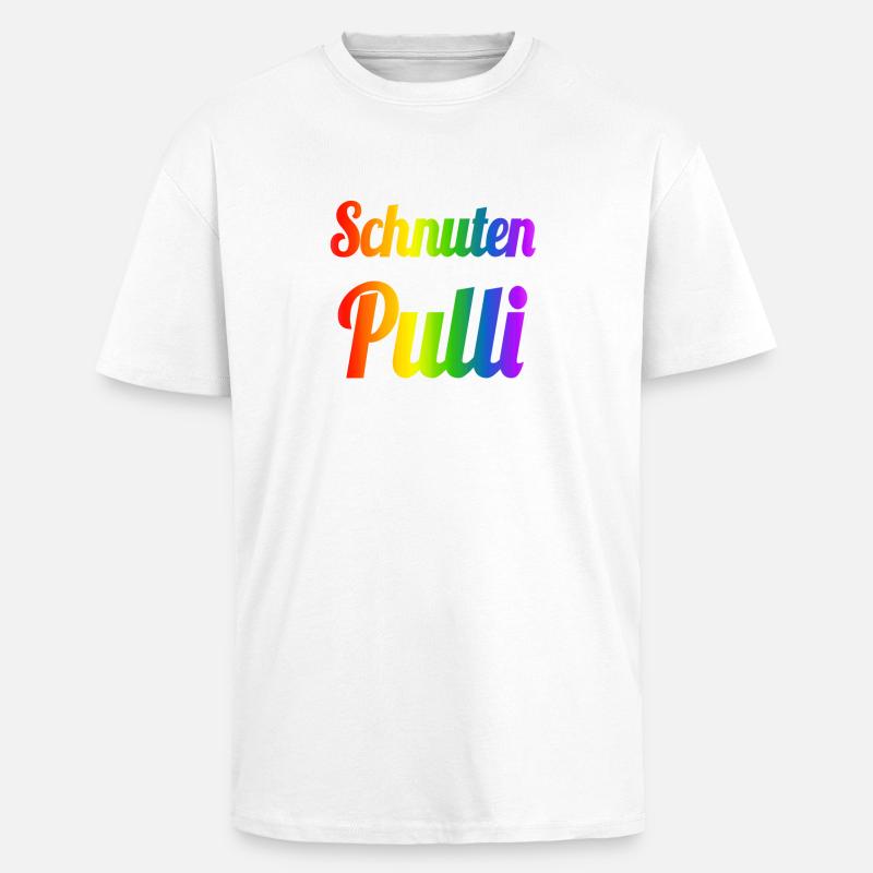Schnutenpulli in Regenbogen Farben - Oversized Heavyweight Unisex T-Shirt - Weiß