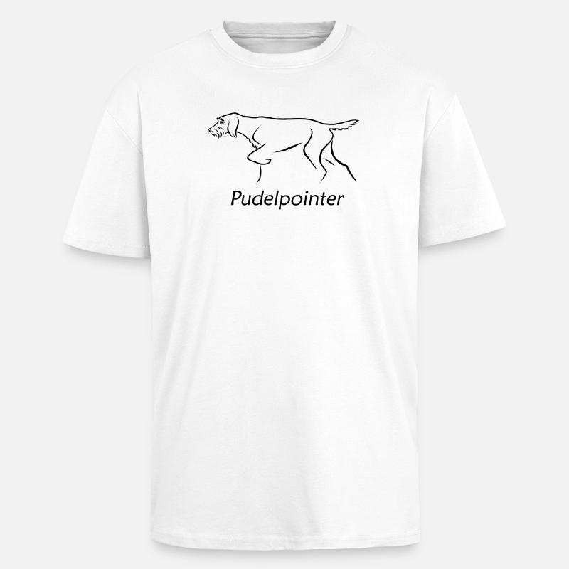 Pointeur caniche - T-shirt unisexe oversize épais - blanc