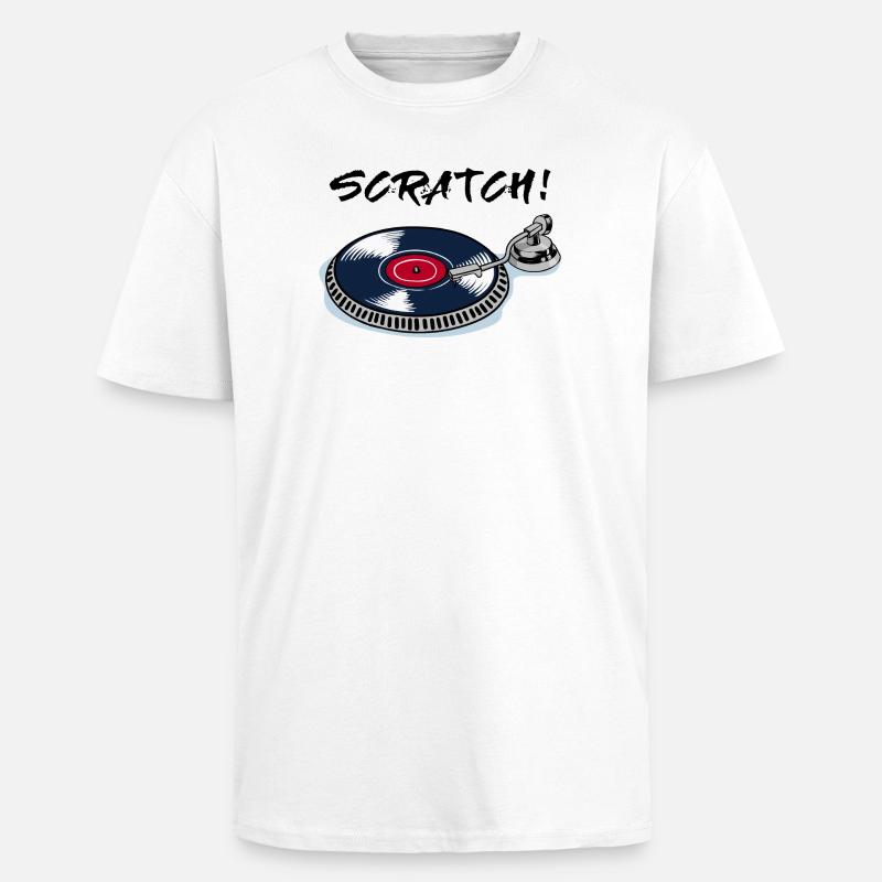 Scratch turntable record player beatbox vinyl - Unisex Oversized Heavyweight T-shirt - white