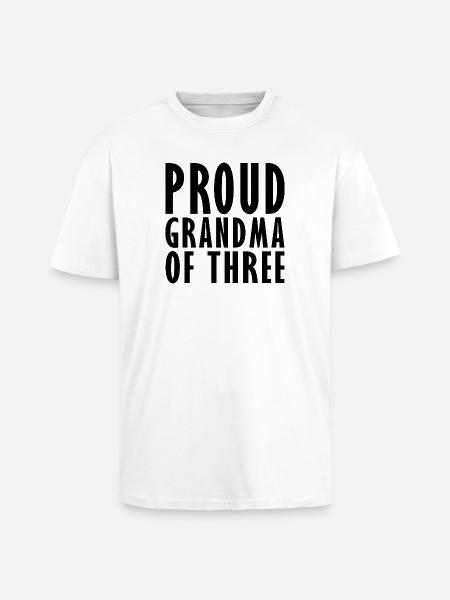 Fière grand-mère de 3 - T-shirt unisexe oversize épais - blanc