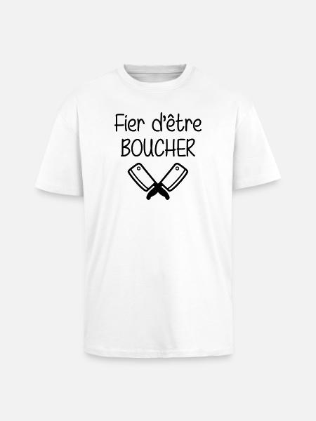 Fier d'être boucher - T-shirt unisexe oversize épais - blanc